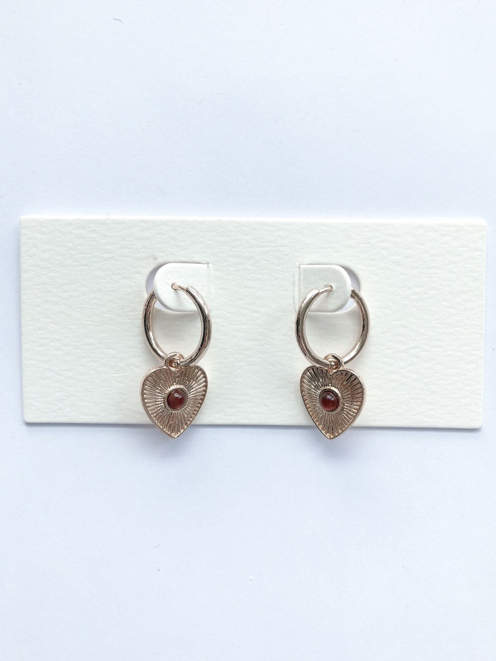 Heart huggie earrings dangle gold tone hoop earring stainless steel charm